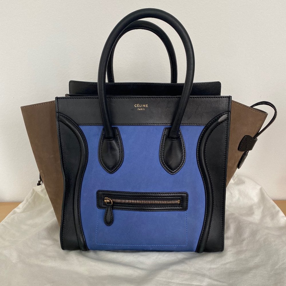 CELINE MINI LUGGAGE 3 COLOR LEATHER HANDBAG
